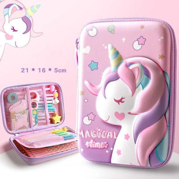 3D unicorn cute pencil case cartoon stationery box girls Color pencil box student pen case school supplies gifts ipad case - Shopsteria