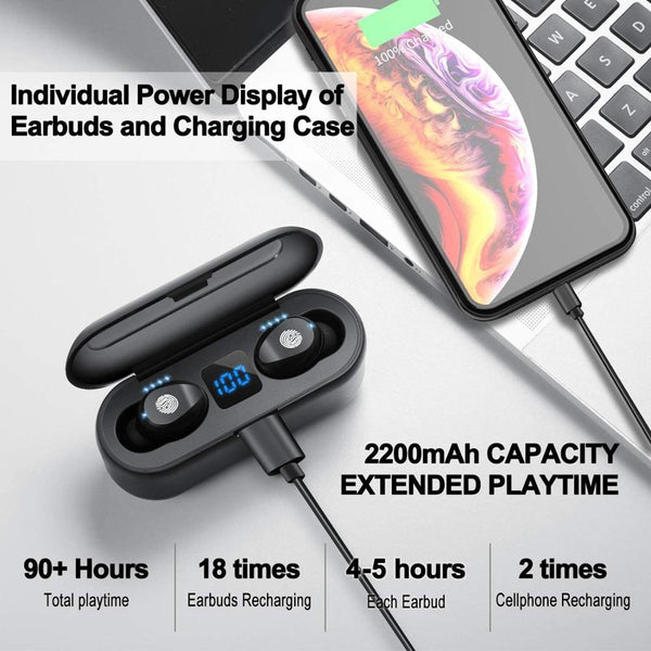 Bluetooth Wireless Earbuds with Mic Charging Case Waterproof TWS 9D Stereo Headphones in Ear Headset Sound Sport LED Display