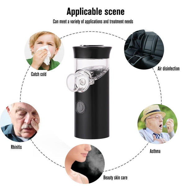 Steaming Tool Handheld Ultrasonic Nebulizer Portable Mute Asthma Inhaler Atomizer USB Rechargeable Mini Mist - Shopsteria