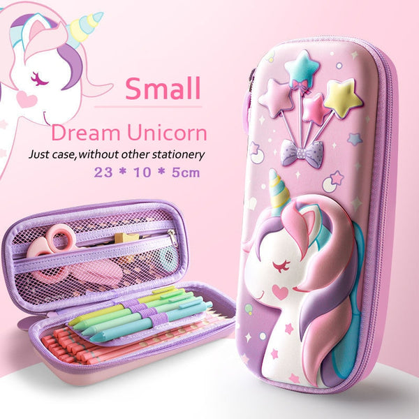 Lovely Pink Unicorn Cartoon 3D Pencil Case Storage Box Pen Bag for School Student Girl Pouch Eraser Holder Stationer - Shopsteria