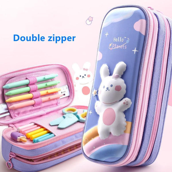 3D unicorn cute pencil case cartoon stationery box girls Color pencil box student pen case school supplies gifts ipad case - Shopsteria