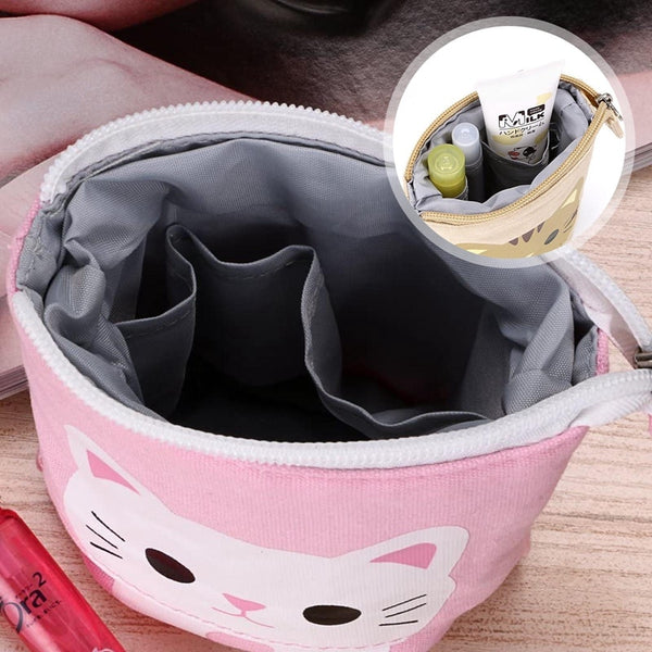 Cute Cat Pattern Retractable Pencil Case School Stationery Bag Pen Cases Canvas High Capacity Pen Holder Gifts for Kids - Shopsteria