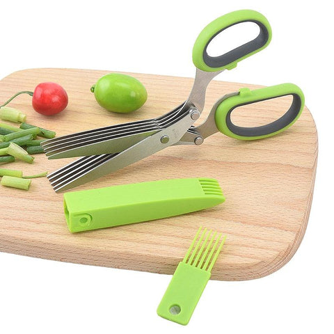Kitchen 5 Layers Multi-Use Stainless Steel Scissors With Herb Stripper - Shopsteria007