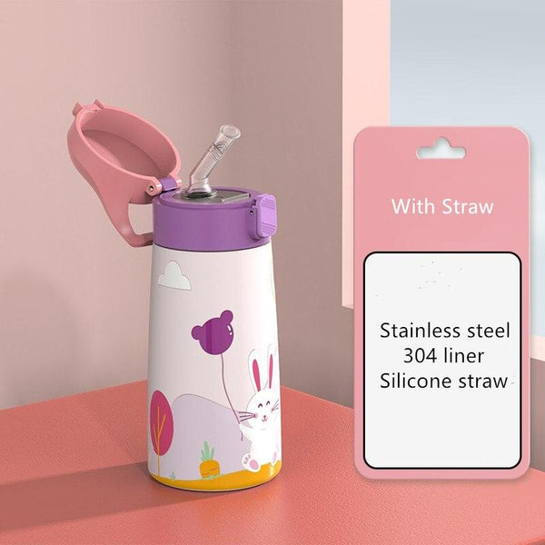 350ml/500ml Kids Thermos Double Stainless Steel Cute Cartoon Vacuum Flask Mug Thermal Water Bottle for Children Tumbler Cup - Shopsteria