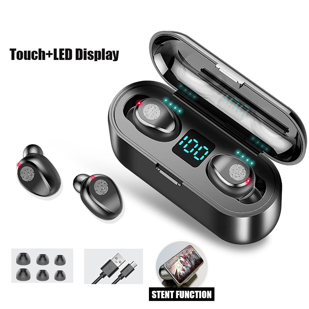 Bluetooth Wireless Earbuds with Mic Charging Case Waterproof TWS 9D Stereo Headphones in Ear Headset Sound Sport LED Display