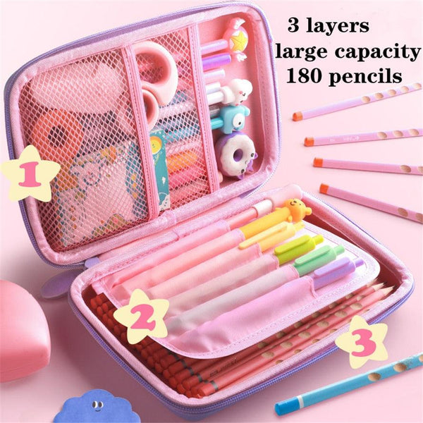 3D unicorn cute pencil case cartoon stationery box girls Color pencil box student pen case school supplies gifts ipad case - Shopsteria