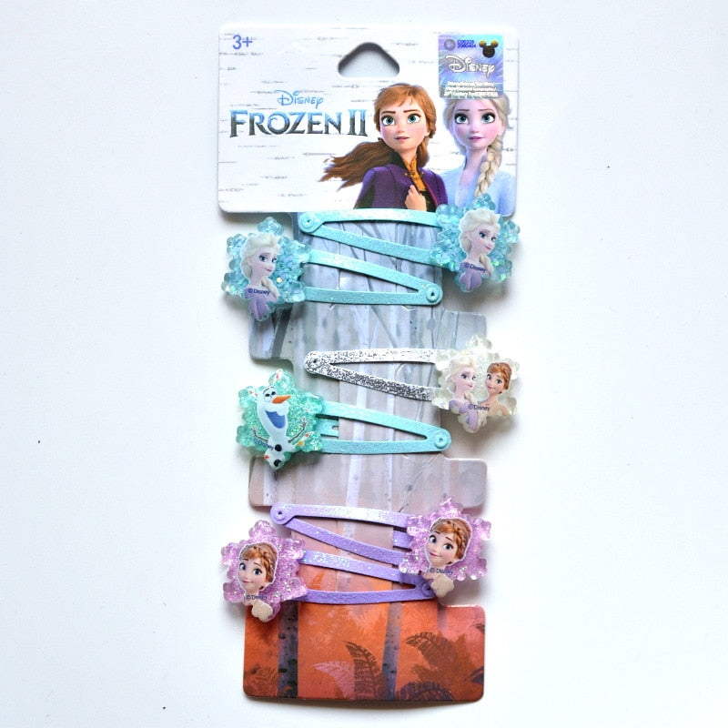 Disney Cartoon Frozen 2 Children Hair Clip Girl Birthday Gifts Headwear Ring Elsa Doll Head Cosmetic Hairpins Hair Accessories - Shopsteria