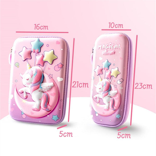 3D unicorn cute pencil case cartoon stationery box girls Color pencil box student pen case school supplies gifts ipad case - Shopsteria