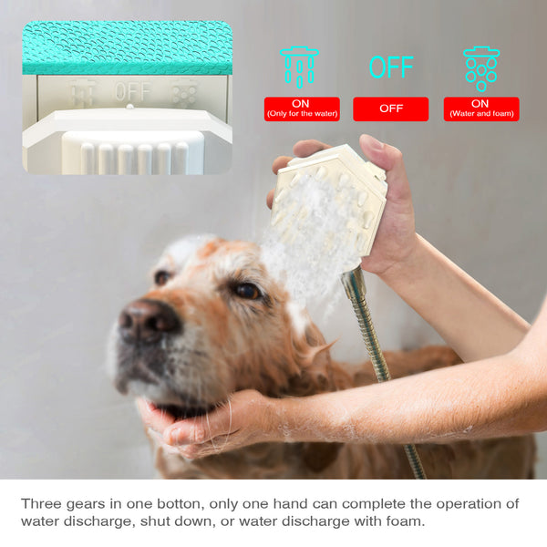 Pet Shower Handheld Dog Grooming Comb Sprayer Brush Hose Dog Bathing Tool - Shopsteria