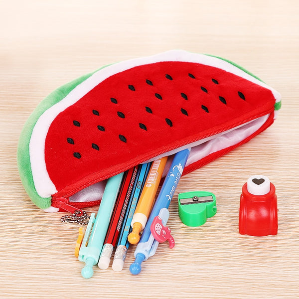 Creative watermelon plush Pencil Case School Pen Case Bag Supplies School Box Pencils Pouch Stationery - Shopsteria