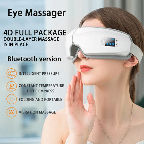 4D Smart Airbag Vibration Eye Massager Eye Care Instrumen Heating Bluetooth Music Relieves Fatigue And Dark Circles - Shopsteria