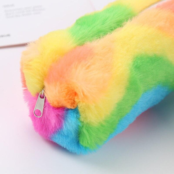 1pcs Color Plush Pencil Case for Girls Cute Cosmetic Bag Pen Bag Stationery Pouch Box Kids Gift Office Supplies - Shopsteria