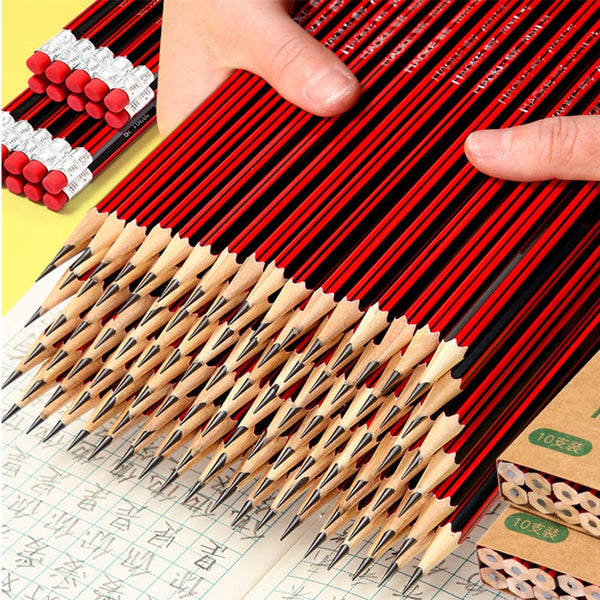 Wooden pencil HB pencil with eraser - 10/20 pcs - Shopsteria