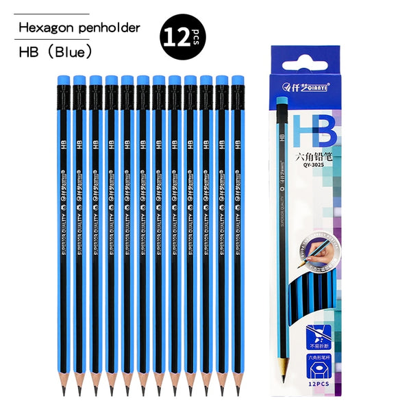 Wooden Lead Pencils  2B/HB With Eraser - 12 pcs - Shopsteria