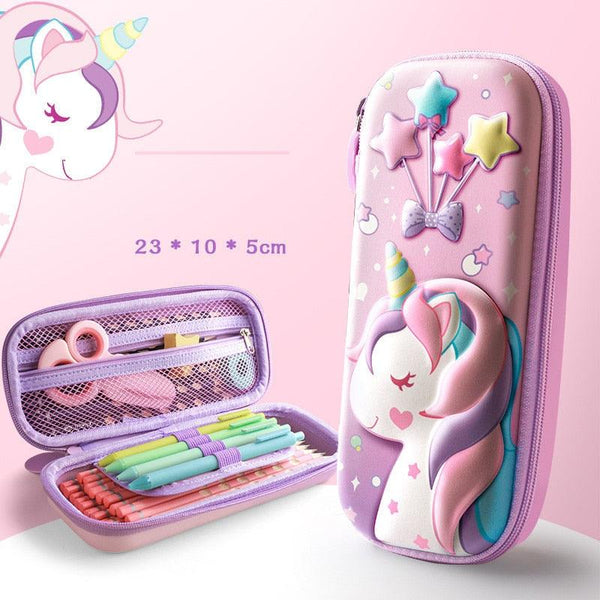 3D unicorn cute pencil case cartoon stationery box girls Color pencil box student pen case school supplies gifts ipad case - Shopsteria