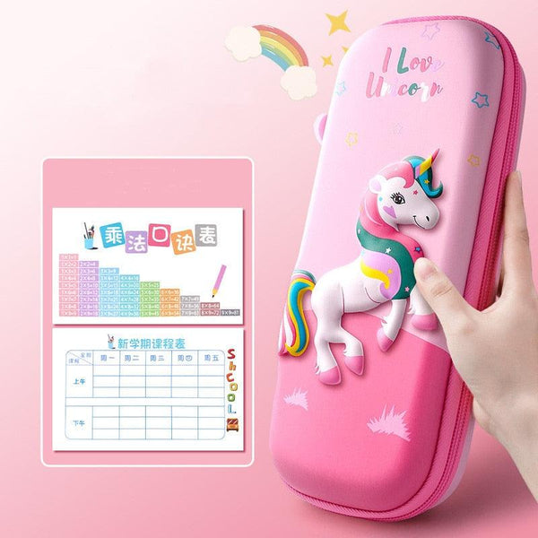 3D unicorn cute pencil case cartoon stationery box girls Color pencil box student pen case school supplies gifts ipad case - Shopsteria