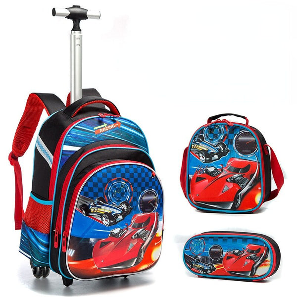 School Bags Kawaii Trolly Bag Childrens School Backpack Schoolbag Wheeled Backpacks School Children's Backpack with Boy Wheels - Shopsteria