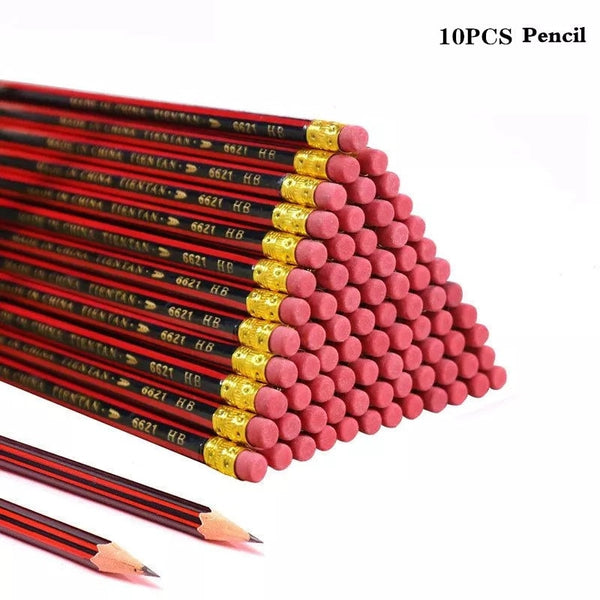 Wooden pencil HB pencil with eraser - 10/20 pcs - Shopsteria