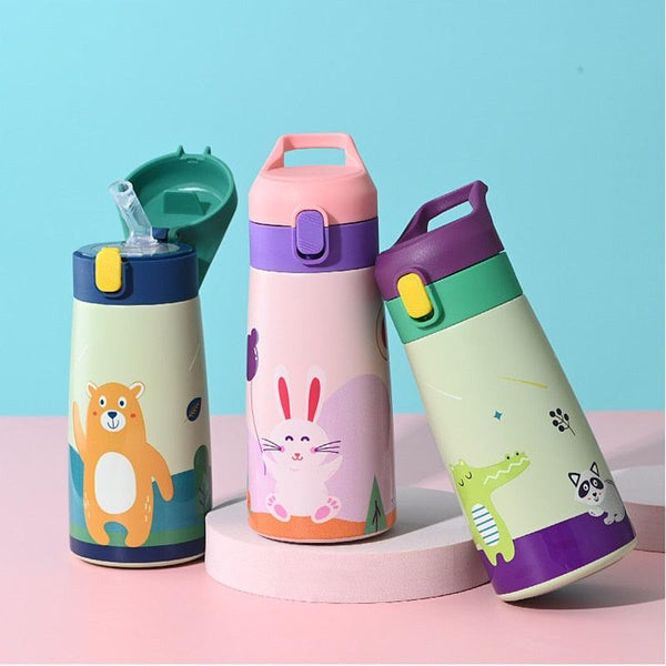 350ml/500ml Kids Thermos Double Stainless Steel Cute Cartoon Vacuum Flask Mug Thermal Water Bottle for Children Tumbler Cup - Shopsteria