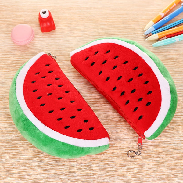 Creative watermelon plush Pencil Case School Pen Case Bag Supplies School Box Pencils Pouch Stationery - Shopsteria