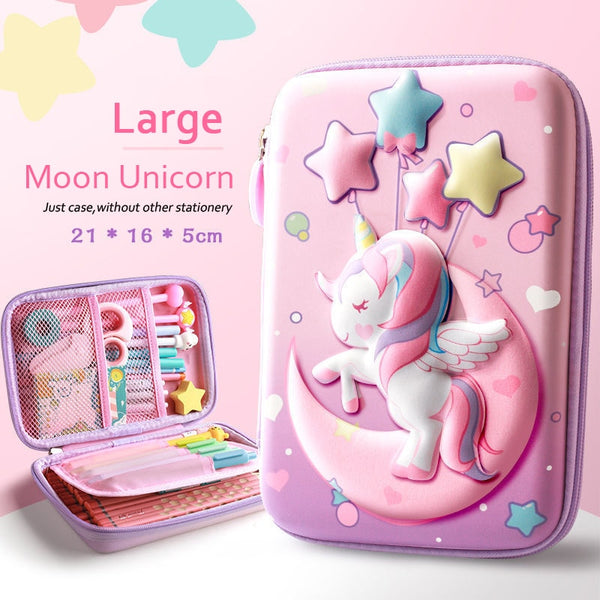 Lovely Pink Unicorn Cartoon 3D Pencil Case Storage Box Pen Bag for School Student Girl Pouch Eraser Holder Stationer - Shopsteria