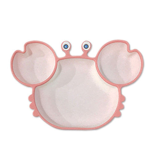 Silicone Tableware For Baby Cartoon Crab Anti-fall Dinner Plate Infant Kids Food Bowl - Shopsteria