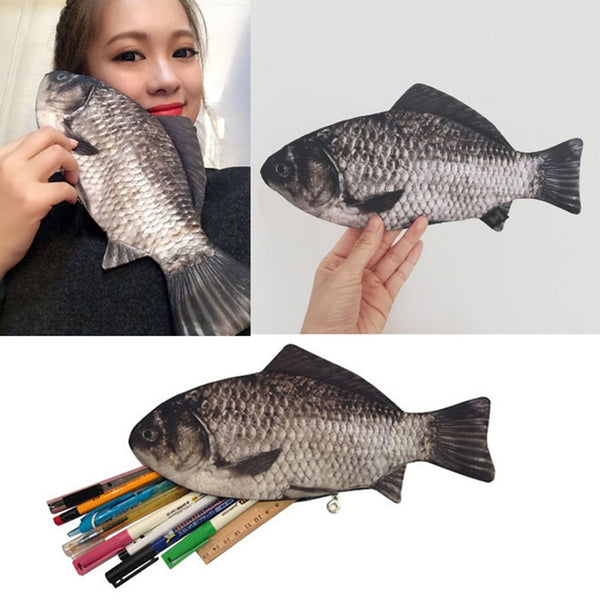 Pen Bag Realistic Fish Shape  Pen Pencil Case With Zipper Funny Handbag - Shopsteria