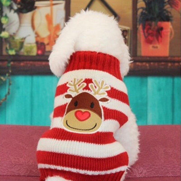 Xmas Pet Dog Clothes Reindeer Design Sweater For Small Dogs Christmas Warm Puppy Coat Chihuahua knitwear Pullover Elk Costumes - Shopsteria