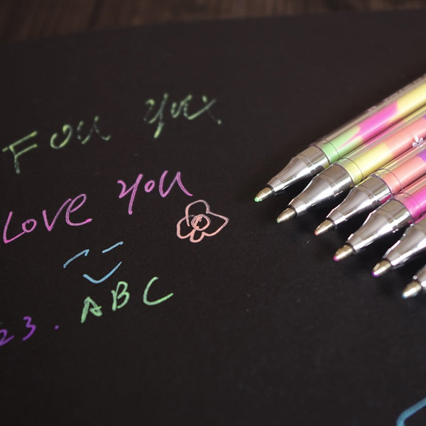 6 Pcs / Lot New Korean Stationery Cute Design Ink 6 Colors Highlighter Pen Marker - Shopsteria