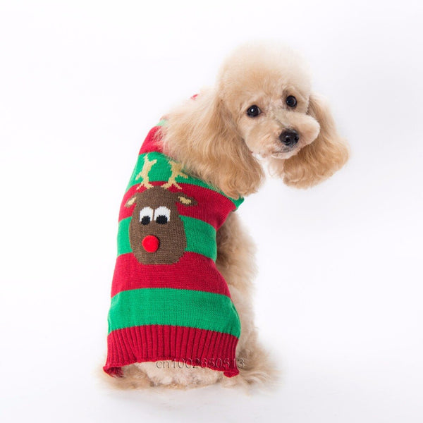 Xmas Pet Dog Clothes Reindeer Design Sweater For Small Dogs Christmas Warm Puppy Coat Chihuahua knitwear Pullover Elk Costumes - Shopsteria