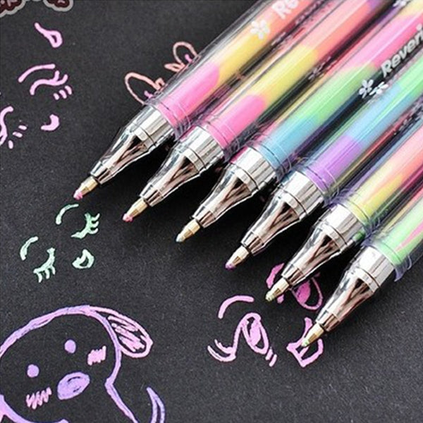 6 Pcs / Lot New Korean Stationery Cute Design Ink 6 Colors Highlighter Pen Marker - Shopsteria