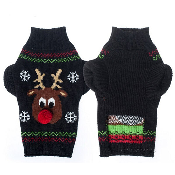 Xmas Pet Dog Clothes Reindeer Design Sweater For Small Dogs Christmas Warm Puppy Coat Chihuahua knitwear Pullover Elk Costumes - Shopsteria