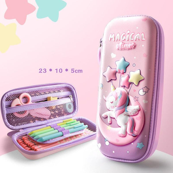 3D unicorn cute pencil case cartoon stationery box girls Color pencil box student pen case school supplies gifts ipad case - Shopsteria