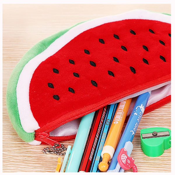 Creative watermelon plush Pencil Case School Pen Case Bag Supplies School Box Pencils Pouch Stationery - Shopsteria