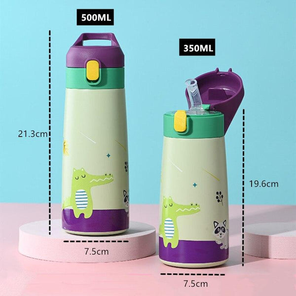 350ml/500ml Kids Thermos Double Stainless Steel Cute Cartoon Vacuum Flask Mug Thermal Water Bottle for Children Tumbler Cup - Shopsteria