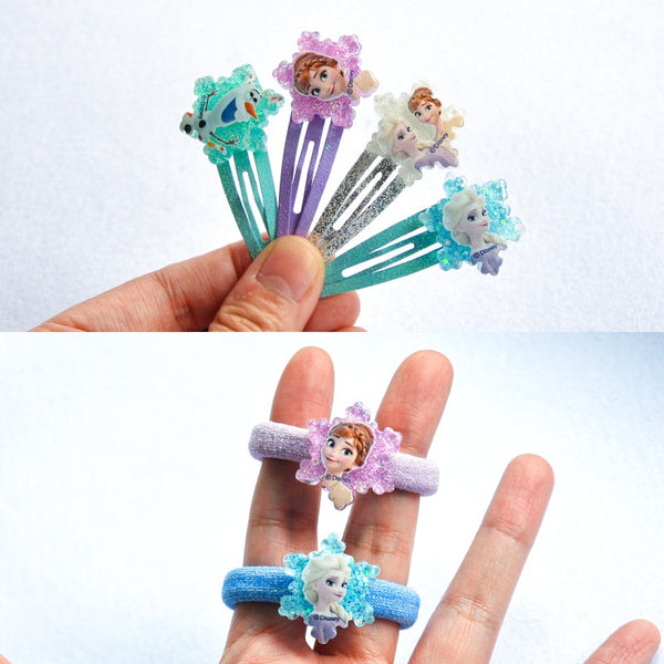 Disney Cartoon Frozen 2 Children Hair Clip Girl Birthday Gifts Headwear Ring Elsa Doll Head Cosmetic Hairpins Hair Accessories - Shopsteria