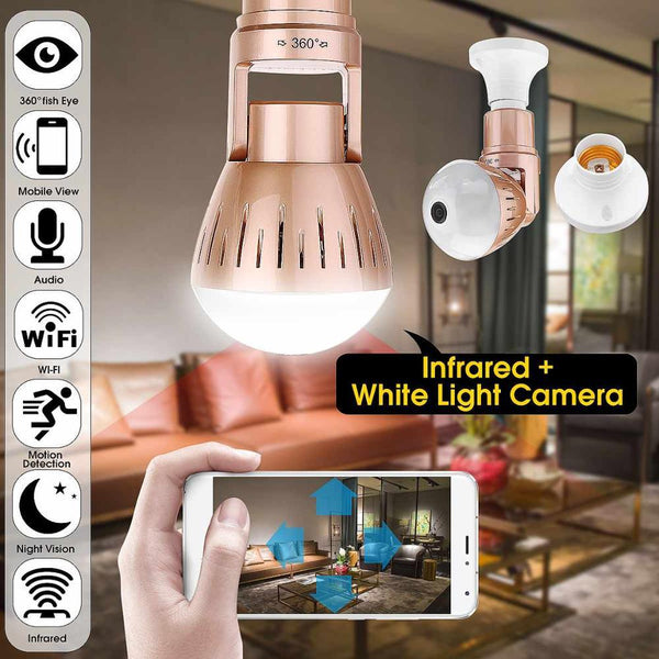 200W  Camera Bulb Lamp light Wireless 2MP HD 360 Degrees Panoramic Light Home Cctv Security Video Surveillance Wifi  Camera - Shopsteria