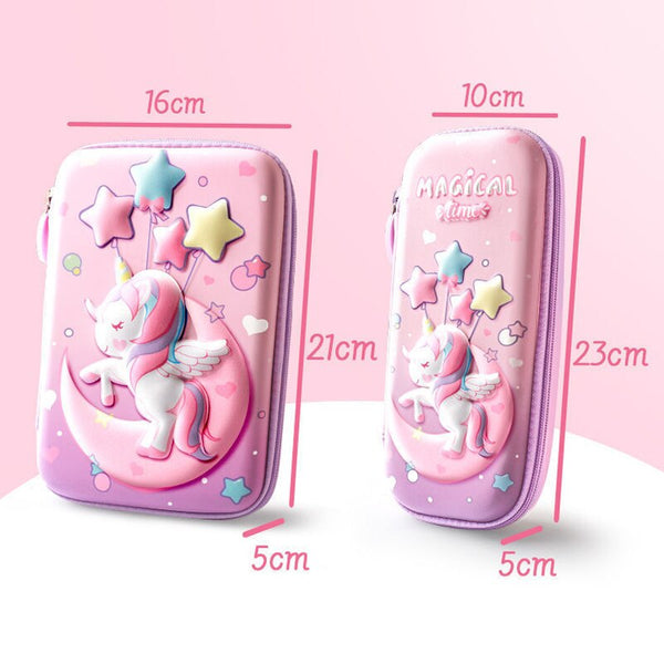 Lovely Pink Unicorn Cartoon 3D Pencil Case Storage Box Pen Bag for School Student Girl Pouch Eraser Holder Stationer - Shopsteria