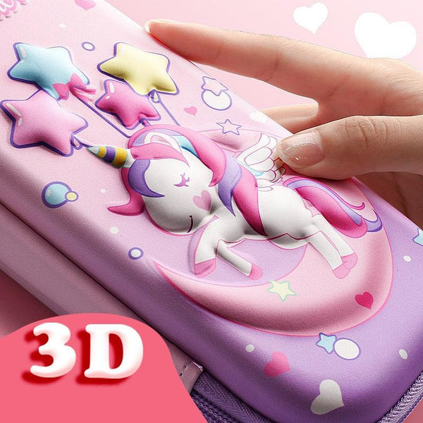 3D unicorn cute pencil case cartoon stationery box girls Color pencil box student pen case school supplies gifts ipad case - Shopsteria