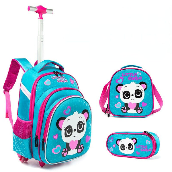 School Bags Kawaii Trolly Bag Childrens School Backpack Schoolbag Wheeled Backpacks School Children's Backpack with Boy Wheels - Shopsteria