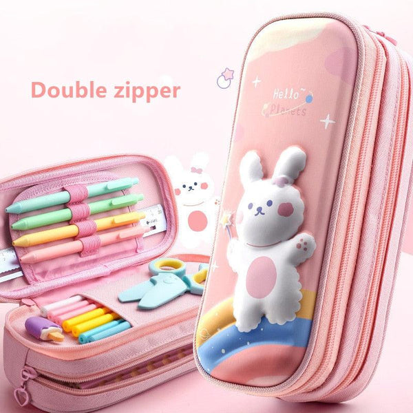 3D unicorn cute pencil case cartoon stationery box girls Color pencil box student pen case school supplies gifts ipad case - Shopsteria