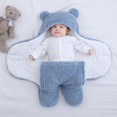 Baby Sleeping Bag Ultra-Soft Fluffy Fleece Newborn Receiving Blanket Infant Boys Girls ClothesSleeping Nursery Wrap Swaddle - Shopsteria