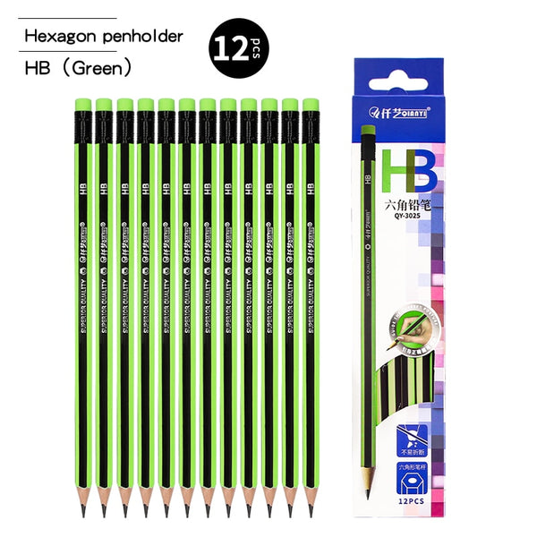 Wooden Lead Pencils  2B/HB With Eraser - 12 pcs - Shopsteria