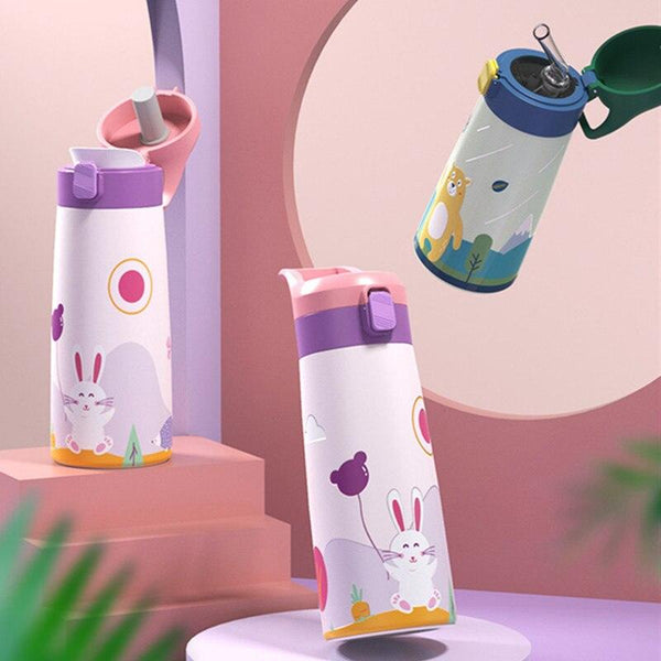 350ml/500ml Kids Thermos Double Stainless Steel Cute Cartoon Vacuum Flask Mug Thermal Water Bottle for Children Tumbler Cup - Shopsteria