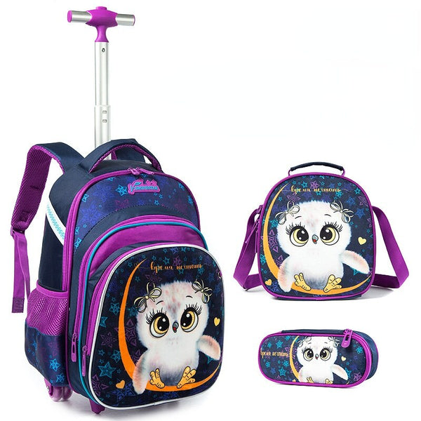 School Bags Kawaii Trolly Bag Childrens School Backpack Schoolbag Wheeled Backpacks School Children's Backpack with Boy Wheels - Shopsteria