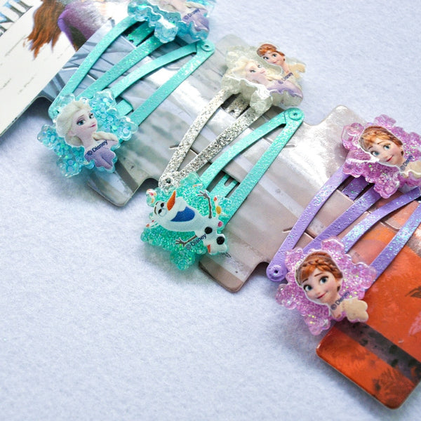 Disney Cartoon Frozen 2 Children Hair Clip Girl Birthday Gifts Headwear Ring Elsa Doll Head Cosmetic Hairpins Hair Accessories - Shopsteria