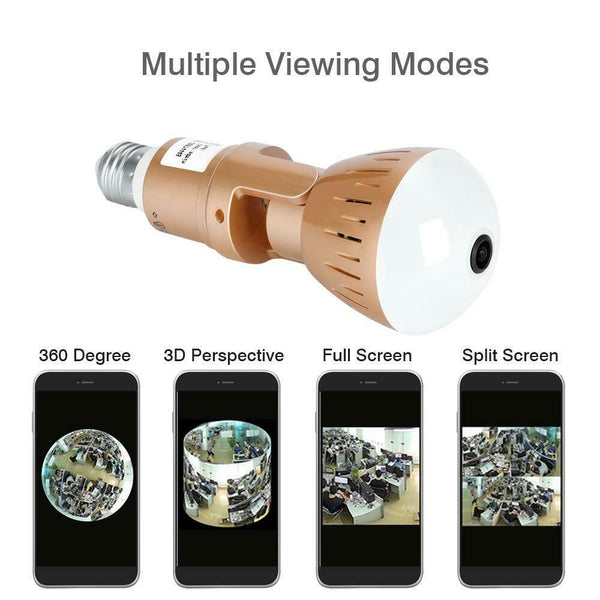 200W  Camera Bulb Lamp light Wireless 2MP HD 360 Degrees Panoramic Light Home Cctv Security Video Surveillance Wifi  Camera - Shopsteria