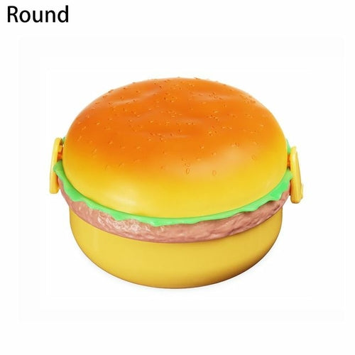 Portable Cute Hamburger Lunch Box Double Tier Burger Bento Lunchbox - Shopsteria