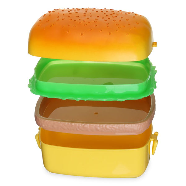 Portable Cute Hamburger Lunch Box Double Tier Burger Bento Lunchbox - Shopsteria