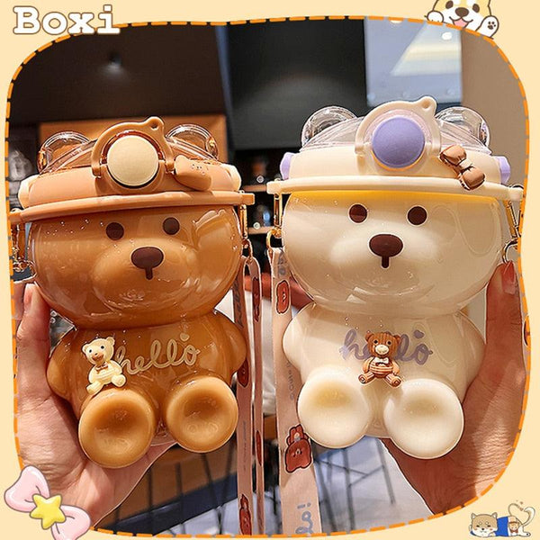 1L Bear Kids Straw Water Bottle - Shopsteria